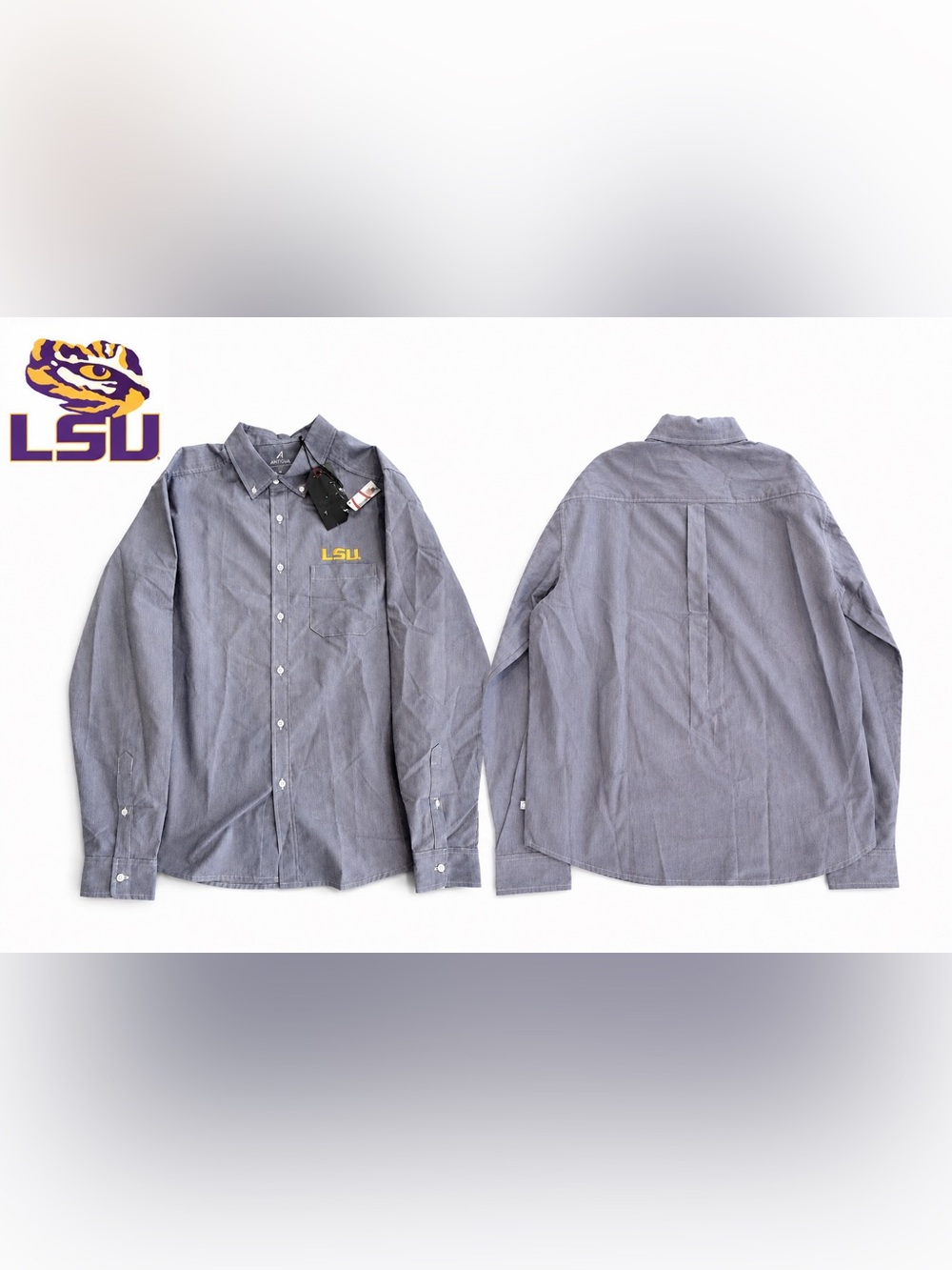 Antigua LSU Men's Purple Button-Down Shirt